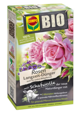 COMPO BIO Rosen Langzeit-Dünger mit Schafwolle, 2 kg, 20292